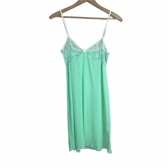 Y2K Sheer Slip Dress Pastel Green L Babydoll
